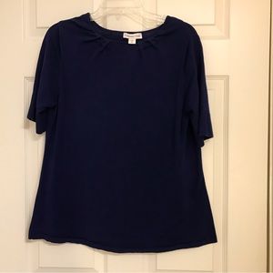 Coldwater Creek Blue Blouse Short Sleeve Round Neck Good Condition